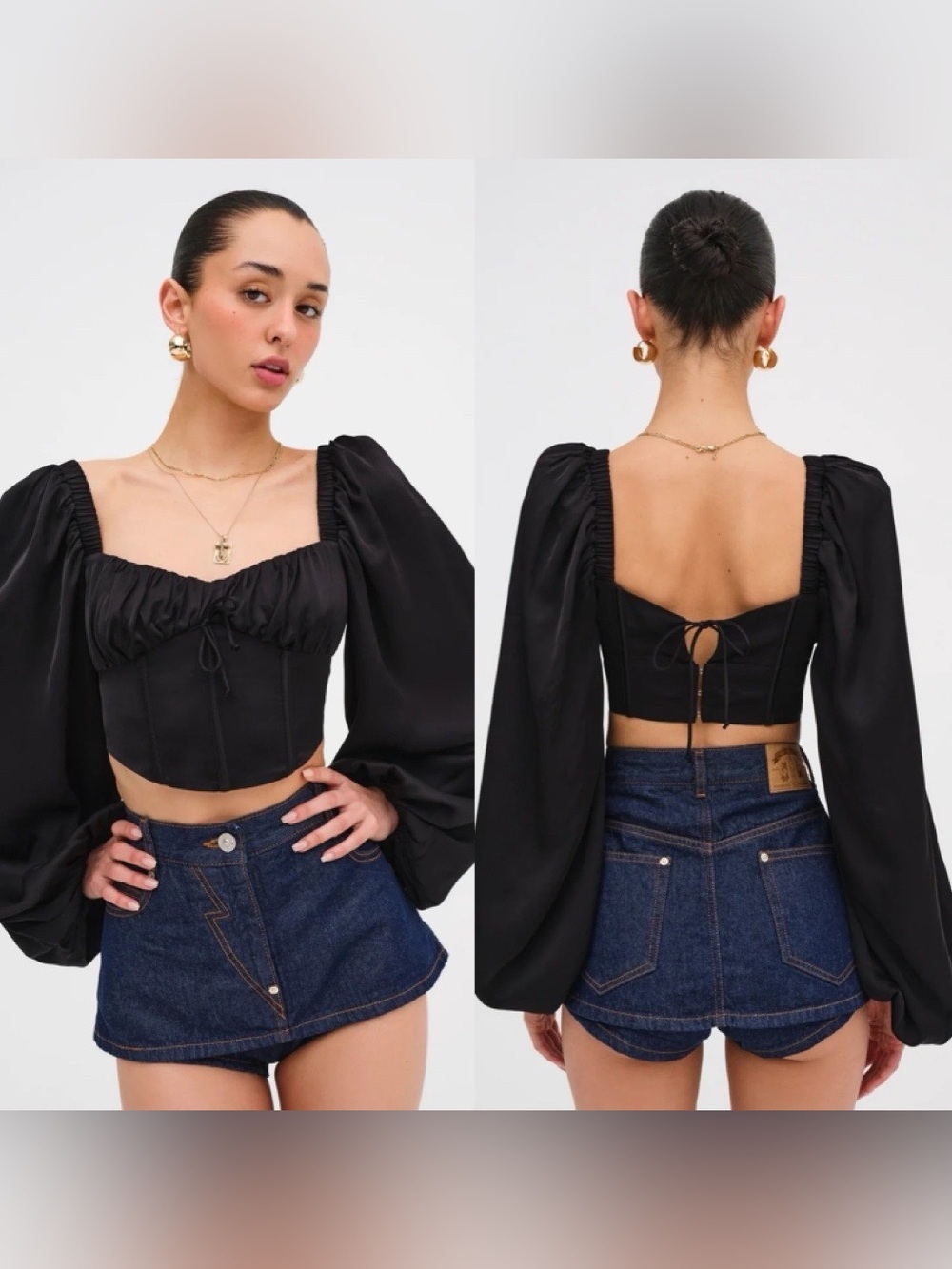 For Love and lemons Kat Long Sleeve Corset Coquette Sz S Milkmaid Cottagecore